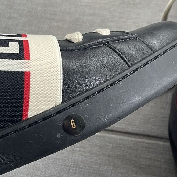 GUCCI Ace Stripe Sneakers Shoes Size 6 Black NEW Casual Streetwear Designer - Picture 13 of 16